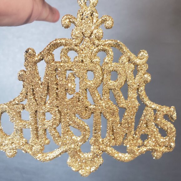 Lot of 4 Gold Glitter Christmas Tree Ornaments Bows with Faux Pearl - Picture 6 of 7